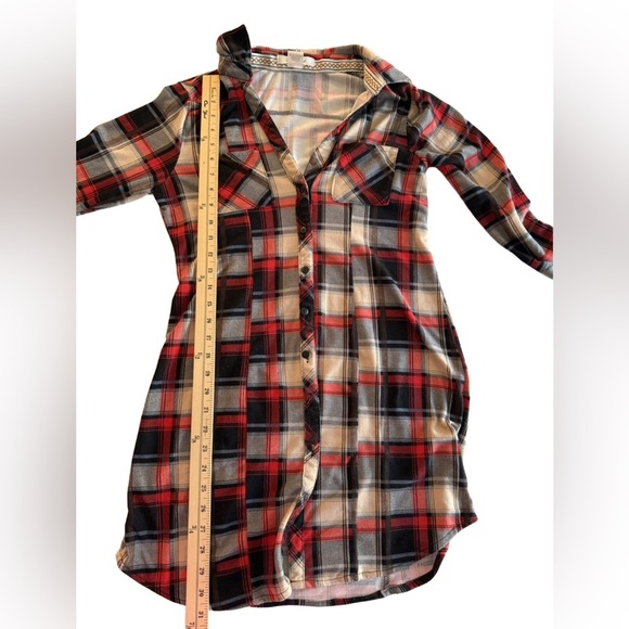 Passport Plaid Button-Up Pajama Shirt size medium - Picture 3 of 5